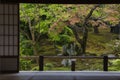 A beautiful garden with fresh green seen from the Japanese-style room.