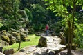 A beautiful Japanese garden explored on a sunny summer day. Royalty Free Stock Photo