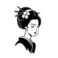 Beautiful japanese geisha artwork isolated on white background. Tattoo illustration design.