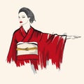 Beautiful japanese girl in kimono. Royalty Free Stock Photo