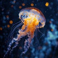 beautiful jelly fish glowing under the water Royalty Free Stock Photo