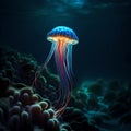 Beautiful jellyfish under the sea - ai generated image