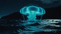 Beautiful jellyfish in the ocean at night. 3d rendering Royalty Free Stock Photo