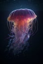 A beautiful jellyfish swims in the water