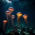 Beautiful jellyfish under the sea - ai generated image