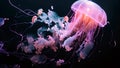 beautiful jellyfish in the water on a dark background close-up, Jellyfish in the aquarium, capturing the beauty of these marine