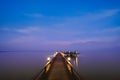 Beautiful jetty walkway on the sea in twilight time