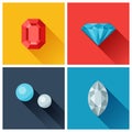 Beautiful jewelry precious stones in flat design