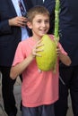 Israel, Jerusalem October 08, 2017: Celebrating sukkot at the Western Wall. Beautiful Jewish boy with etrog