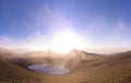 Beautiful Jiaming LakeChiaming Lake when sunrise, a little bit of fog drifts at that moment Royalty Free Stock Photo