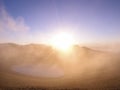 Beautiful Jiaming LakeChiaming Lake when sunrise, a thick fog drifts at that moment Royalty Free Stock Photo