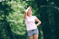 Beautiful jogging woman in nature Royalty Free Stock Photo