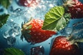 beautiful juicy strawberry berries and green mint leaves 1 Royalty Free Stock Photo