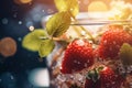 beautiful juicy strawberry berries and green mint leaves 4 Royalty Free Stock Photo