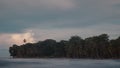 Beautiful jungle caribbean beach with nice surf close to Playa Cocles and Puerto Viejo in Costa rica. View towards the trees. hazy Royalty Free Stock Photo