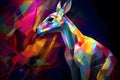 A beautiful kangaroo, modern artwork, abstract colorful painting with geometric shapes. Hand drawn digital painting. Generative AI