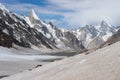 Beautiful Karakoram mountains landscape after crossing Gondogoro la pass in K2 base camp trekking, Gilgit Baltistan in Pakistan Royalty Free Stock Photo