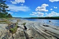 Beautiful rocky shore of the White sea. Bay Chupa, Karelia, Russia Royalty Free Stock Photo