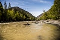 Beautiful Katun river in Altai in spring