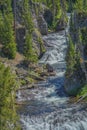 The beautiful Kepler Cascades Waterfall on the Firehole River. Southwestern Yellowstone National Park in the Rocky Mountains, Park Royalty Free Stock Photo