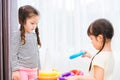 Beautiful kid girl play loop toy education Royalty Free Stock Photo