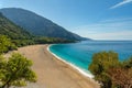 Beautiful Kidrak beach with blue water near Oludeniz town on the coast of Mugla region in Turkey Royalty Free Stock Photo