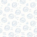 Beautiful kids vector seamless pattern with cute hand drawn lion faces. Children stock illustratrion.