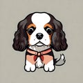 Beautiful king charles cavalier dog illustration - ai generated image