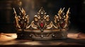 Beautiful king crown. Fantasy medieval period. Generative AI