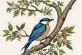 Beautiful king fisher on tree AI generated