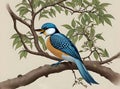 Beautiful king fisher on tree AI generated