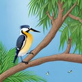 Beautiful king fisher on tree AI generated