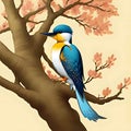 Beautiful king fisher on tree AI generated