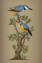 Beautiful king fisher on tree AI generated