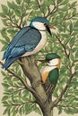 Beautiful king fisher on tree AI generated