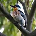 Beautiful king fisher on tree AI generated