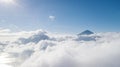 Beautiful Kintamani volcano covered mist