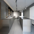 Beautiful kitchen with dark furniture of an new loft