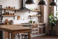 Beautiful kitchen interior with new furniture Royalty Free Stock Photo