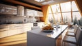 Beautiful kitchen in luxury modern contemporary home Royalty Free Stock Photo