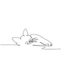 A beautiful kitty with is sleeping sweetly. A continuous line. Vector illustration drawn with a single line