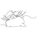 A beautiful kitty with is sleeping sweetly. A continuous line. Vector illustration drawn with a single line