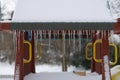 Sharp Icicles Hang from Children`s Fort