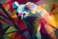 A beautiful koala, modern artwork, abstract colorful painting with geometric shapes. Hand drawn digital painting. Generative AI