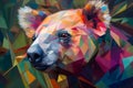 A beautiful koala, modern artwork, abstract colorful painting with geometric shapes. Hand drawn digital painting. Generative AI