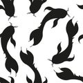 Beautiful Koi Carps Fish Silhouette Vector Fashion Background Pattern Seamless