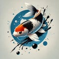 beautiful koi fish water cat painting design Royalty Free Stock Photo