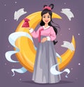 Beautiful Korean woman. Chuseok Hangawi