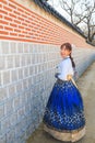 Beautiful Korean woman dressed Hanbok, Korean traditional dress Royalty Free Stock Photo
