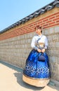 Beautiful Korean woman dressed Hanbok, Korean traditional dress Royalty Free Stock Photo